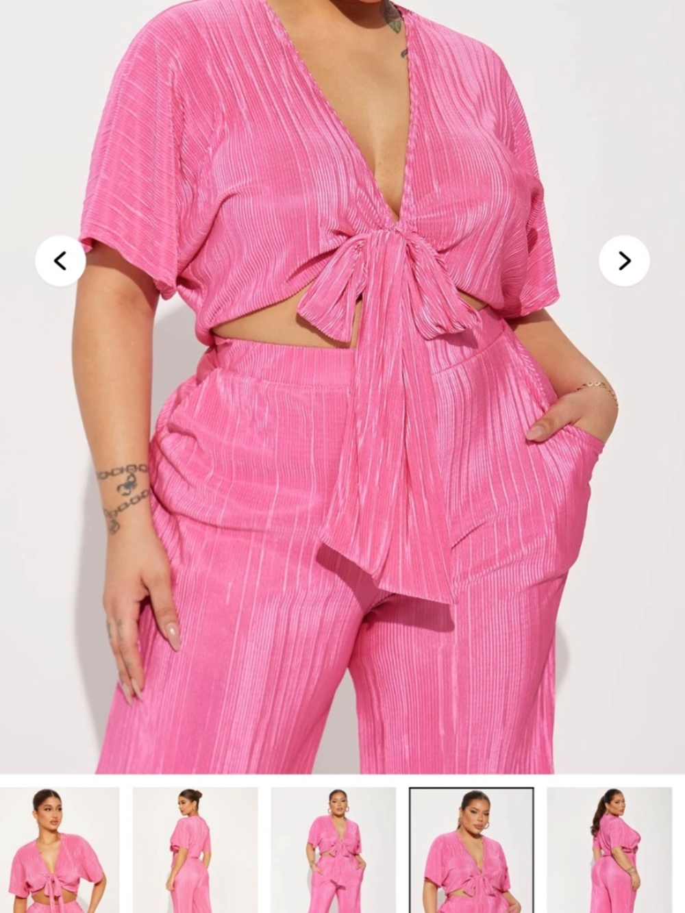 Kassidy Plisse Pant Set Pink SIZE 1X